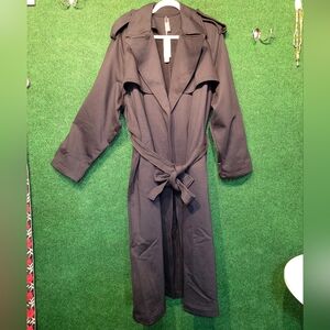 845 NWT Boyfriend Skims Black Trench Coat with Belt